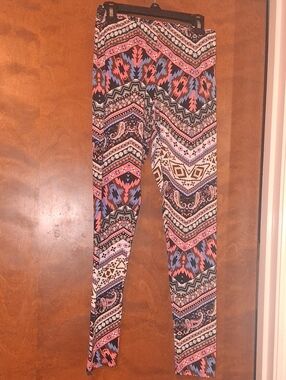 Boho Geo Print Leggings - Pink, Purple, Black